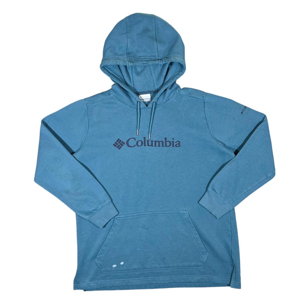 COLUMBIA SPORTSWEAR Logo Spellout Graphic Blue Pullover Hoodie