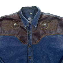 Load image into Gallery viewer, Vintage Western Star Cowboy Western Blue Denim Cotton Long Sleeve Shirt
