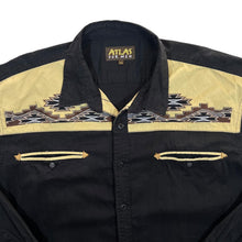 Load image into Gallery viewer, Early 00&#39;s Atlas For Men Cowboy Western Embroidered Aztec Patterned Long Sleeve Shirt
