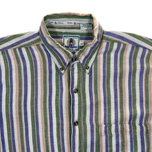 Load image into Gallery viewer, Vintage 90's Shelter Island Multi Striped Linen Cotton Short Sleeve Button-Up Shirt
