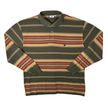 Load image into Gallery viewer, Vintage Laurent Cerrer Green Multi Striped Mini Logo Long Sleeve Polo Shirt
