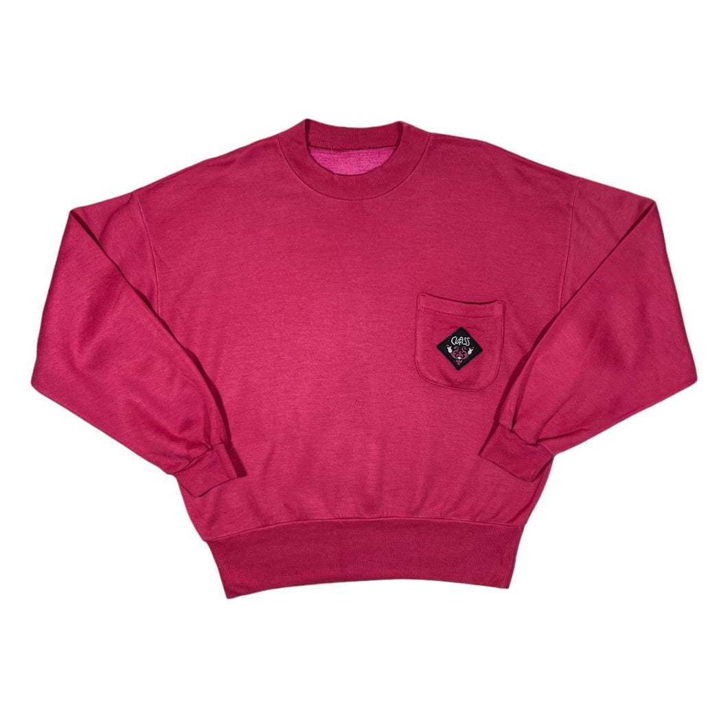 Vintage 90's CLASS Embroidered Patch Pocket Red Crewneck Sweatshirt