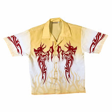 Load image into Gallery viewer, Early 00&#39;s Sweety Collection Gothic Y2K Tribal Dragon Yellow Short Sleeve Shirt
