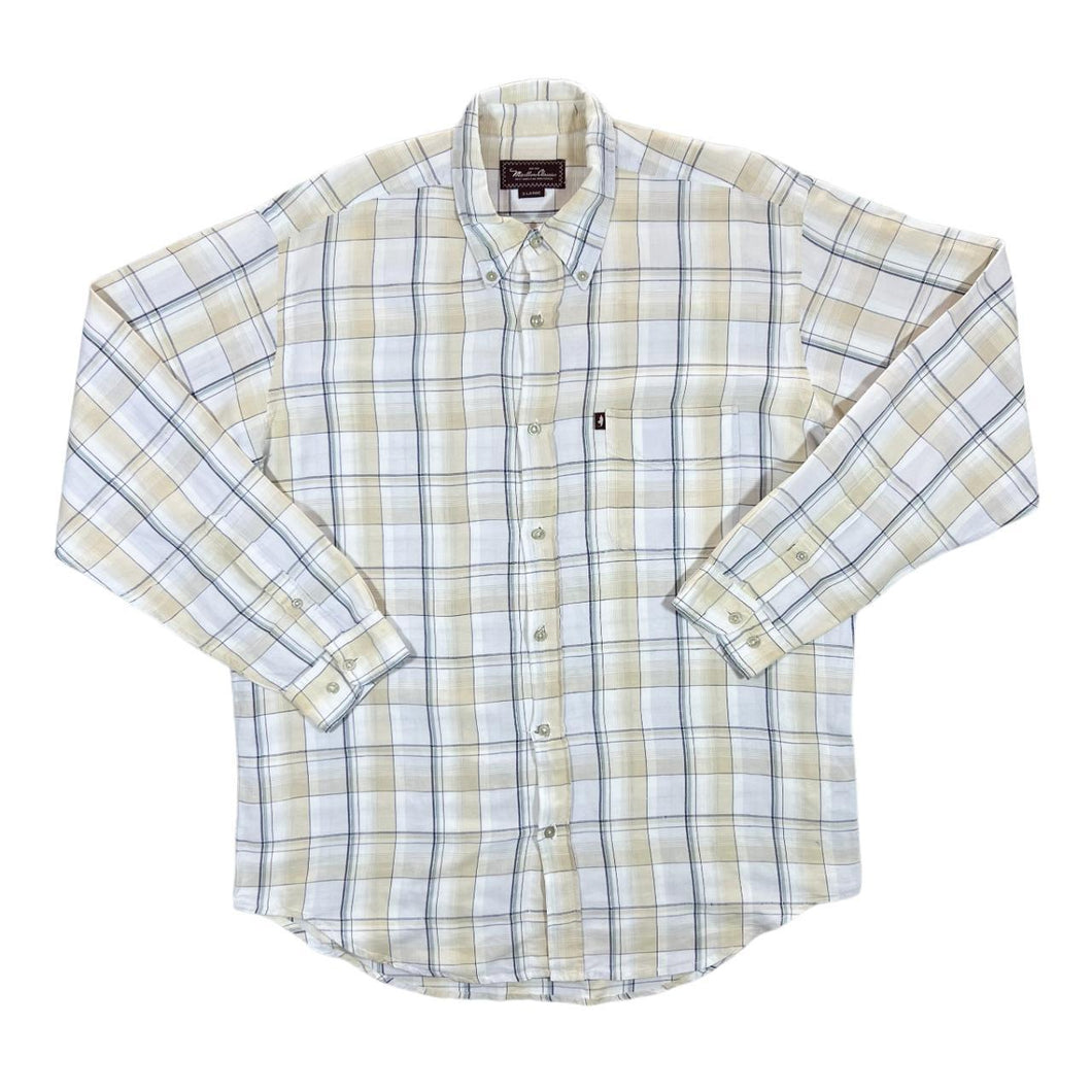 Vintage MARLBORO CLASSICS Multi Plaid Check Long Sleeve Cotton Button-Up Shirt