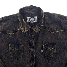 Load image into Gallery viewer, Vintage Stars &amp; Stripes Cowboy Western Popper Long Sleeve Brown Cotton Shirt
