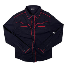 Load image into Gallery viewer, Banned Alternative Goth Cowboy Western Black Red Popper Long Sleeve Shirt

