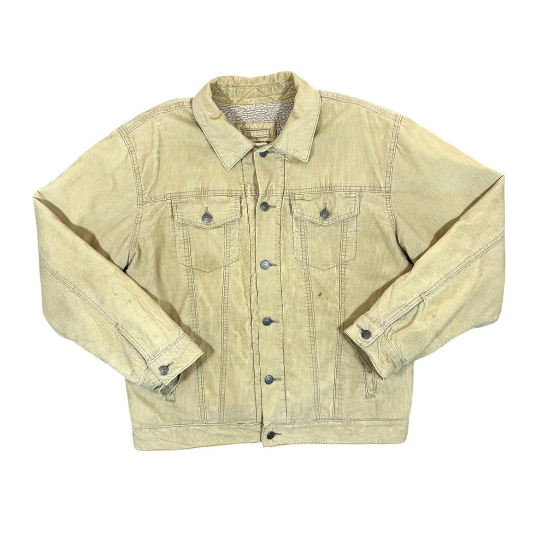 GAP Classic Beige Corduroy Cord Fleece Lined Trucker Button Jacket