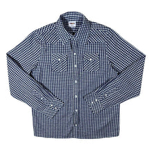 Load image into Gallery viewer, Vintage Yigga Cowboy Western Style Blue White Plaid Check Long Sleeve Cotton Shirt
