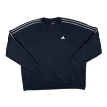 Load image into Gallery viewer, ADIDAS Three Stripe Embroidered Mini Logo Black Crewneck Sweatshirt
