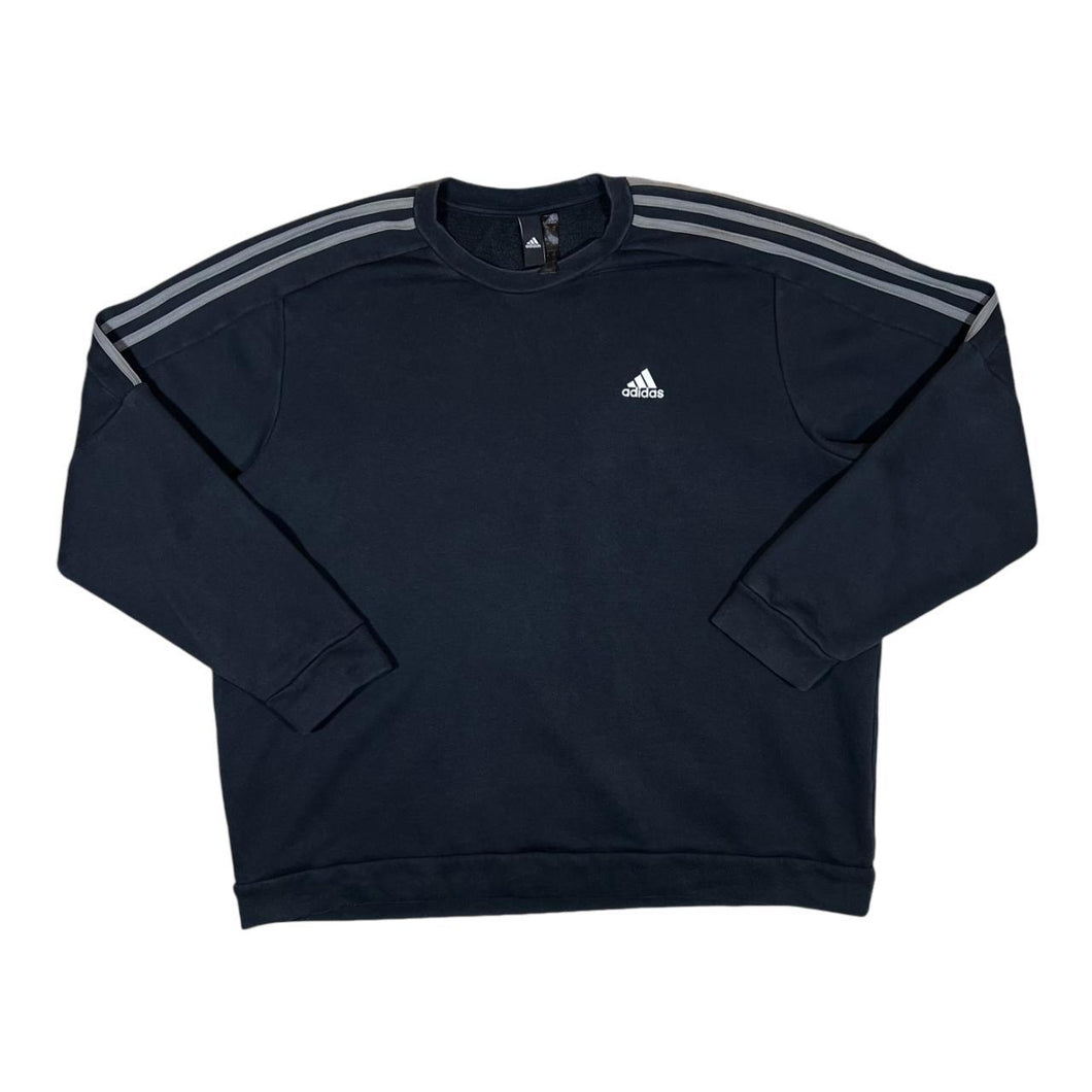 ADIDAS Three Stripe Embroidered Mini Logo Black Crewneck Sweatshirt