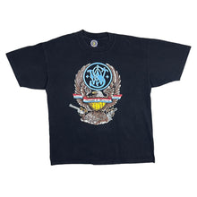 Load image into Gallery viewer, Vintage SMITH &amp; WESSON Eagle Emblem Logo Spellout Graphic Black T-Shirt
