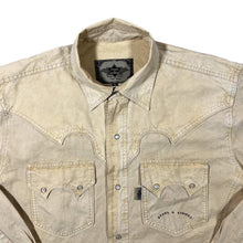 Load image into Gallery viewer, Vintage Stars &amp; Stripes Cowboy Western Pale Yellow Popper Long Sleeve Shirt
