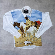 Load image into Gallery viewer, Vintage Johnny Hallyday Western Passion Cowboy Native American Long Sleeve Shirt
