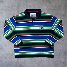 Load image into Gallery viewer, Cotton Traders Six Nations Rugby Multi Colour Striped Long Sleeve Polo Shirt
