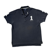 Load image into Gallery viewer, HACKETT LONDON &quot;Classic Fit&quot; Embroidered Navy Blue Short Sleeve Cotton Polo Shirt
