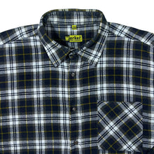 Load image into Gallery viewer, Vintage Worker Black Grey Yellow Check Cotton Long Sleeve Button-Up Flannel Shirt
