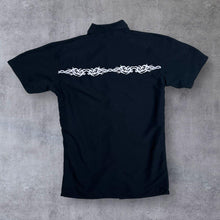 Load image into Gallery viewer, Early 00's Take A Look Gothic Y2K Tribal Patterned Graphic Black Short Sleeve Shirt
