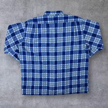 Load image into Gallery viewer, Vintage Blue Yellow White Plaid Check Long Sleeve Cotton Flannel Shirt
