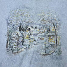 Load image into Gallery viewer, Vintage 90&#39;s ESSENTIAL NEEDS Snowy Winter Village Scene Graphic Double Collared Sweatshirt
