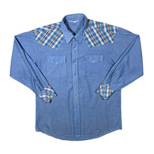 Load image into Gallery viewer, Vintage Accent &quot;Yoakum Texas&quot; Check Panel Cowboy Western Popper Long Sleeve Shirt
