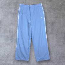 Load image into Gallery viewer, Adidas Three Stripe Mini Logo Baby Blue Straight Leg Tracksuit Bottoms
