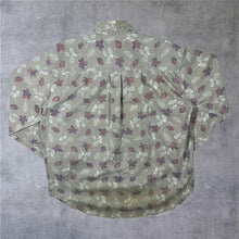 Load image into Gallery viewer, Vintage Mountain Express Floral Leaf Patterned Beige Long Sleeve Button-Down Shirt
