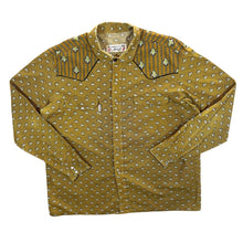 Load image into Gallery viewer, Vintage Mistral Cowboy Western Patterned Yellow Popper Button Long Sleeve Shirt
