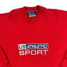 Load image into Gallery viewer, Early 00&#39;s US ATHLETIC SPORT Classic Embroidered Logo Spellout Red Crewneck Sweatshirt
