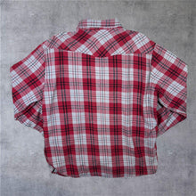 Load image into Gallery viewer, Wind River Red Grey Cowboy Western Plaid Check Popper Long Sleeve Shirt
