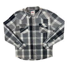 Load image into Gallery viewer, Levi&#39;s &quot;Modern&quot; Cowboy Western Black Grey White Check Popper Button Long Sleeve Shirt
