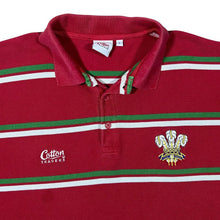 Load image into Gallery viewer, Cotton Traders Wales Rugby Union Striped Red Short Sleeve Rugby Polo Shirt

