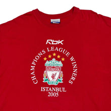 Load image into Gallery viewer, Reebok (2005) LIVERPOOL FC “Champions League Winners” Football Souvenir Graphic T-Shirt
