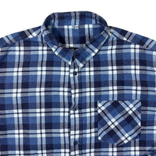 Load image into Gallery viewer, Vintage Halfmoon Navy White Blue Check Long Sleeve Cotton Flannel Shirt
