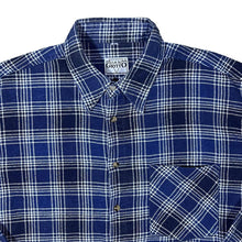 Load image into Gallery viewer, Vintage San Giotto Navy Blue White Plaid Check Cotton Long Sleeve Flannel Shirt

