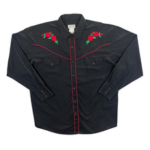 Load image into Gallery viewer, Vintage 90&#39;s Ash Creek Trading Embroidered Rose Western Cowboy Popper Shirt

