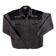 Load image into Gallery viewer, Vintage John F. Gee Cowboy Western Washed Black Grey Denim Long Sleeve Shirt
