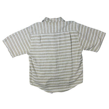 Load image into Gallery viewer, Vintage Stratum Beige White Striped Short Sleeve Linen Blend Shirt
