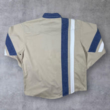 Load image into Gallery viewer, Vintage Wrangler Western Cowboy Beige Blue Denim Long Sleeve Popper Shirt

