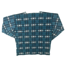 Load image into Gallery viewer, Vintage Psychotic Blue Black Plaid Check Grandad Collar Henley Long Sleeve T-Shirt
