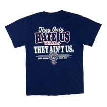 Load image into Gallery viewer, NFL NEW ENGLAND PATRIOTS &quot;Dynatsy&quot; Football Spellout Graphic Navy Blue T-Shirt
