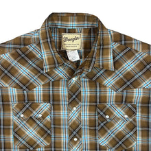 Load image into Gallery viewer, Vintage WRANGLER Western Cowboy Plaid Check Popper Button Short Sleeve Shirt
