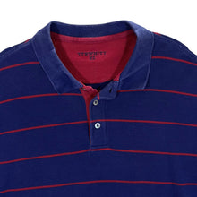 Load image into Gallery viewer, Early 00&#39;s CHARLES TYRWHITT Blue Red Striped Long Sleeve Polo Shirt
