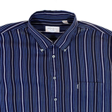 Load image into Gallery viewer, Vintage YSL Yves Saint Laurent Blue Multi Striped Short Sleeve Button-Up Shirt
