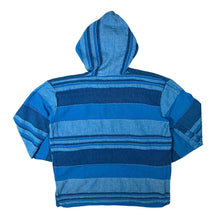Load image into Gallery viewer, Vintage Hippy Patchwork Blue Striped Hooded Pullover Smock Hoodie
