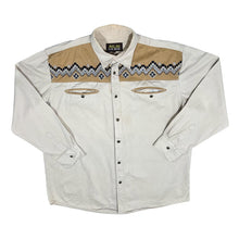 Load image into Gallery viewer, Vintage Atlas For Men Cowboy Western Aztec Patterned Cream Long Sleeve Shirt
