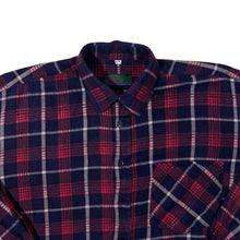 Load image into Gallery viewer, Vintage Custom Club Red Navy White Plaid Check Long Sleeve Cotton Flannel Shirt
