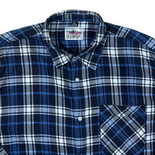 Load image into Gallery viewer, Vintage Canada Forest Navy White Blue Plaid Check Long Sleeve Flannel Shirt
