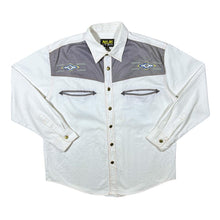 Load image into Gallery viewer, Early 00&#39;s Atlas For Men Cowboy Western White Grey Long Sleeve Cotton Shirt
