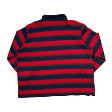 Load image into Gallery viewer, Early 00&#39;s COTTON TRADERS RUGBY Embroidered Bulldog Striped Long Sleeve Rugby Polo Shirt
