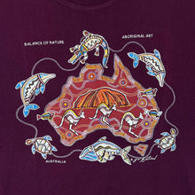 Load image into Gallery viewer, Vintage BALANCE OF NATURE Aboriginal Art Souvenir Graphic Maroon T-Shirt
